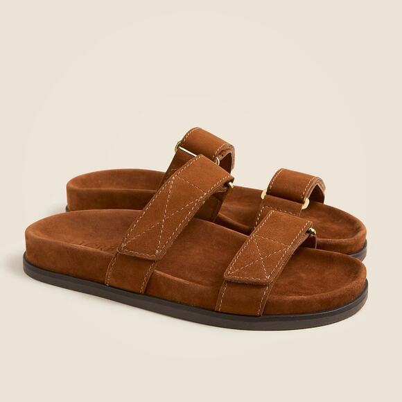 J. Crew Shoes - J.Crew New Colbie Wide Strap Sandals Slide Suede English Saddle Womens US 7.5